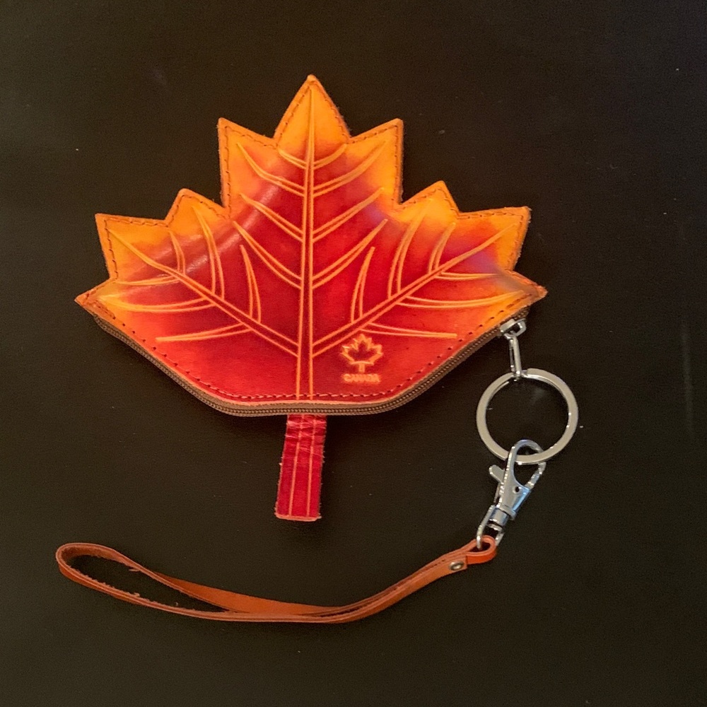 20% Sale: Maple Leaf Wristlet Leather Coin Purse